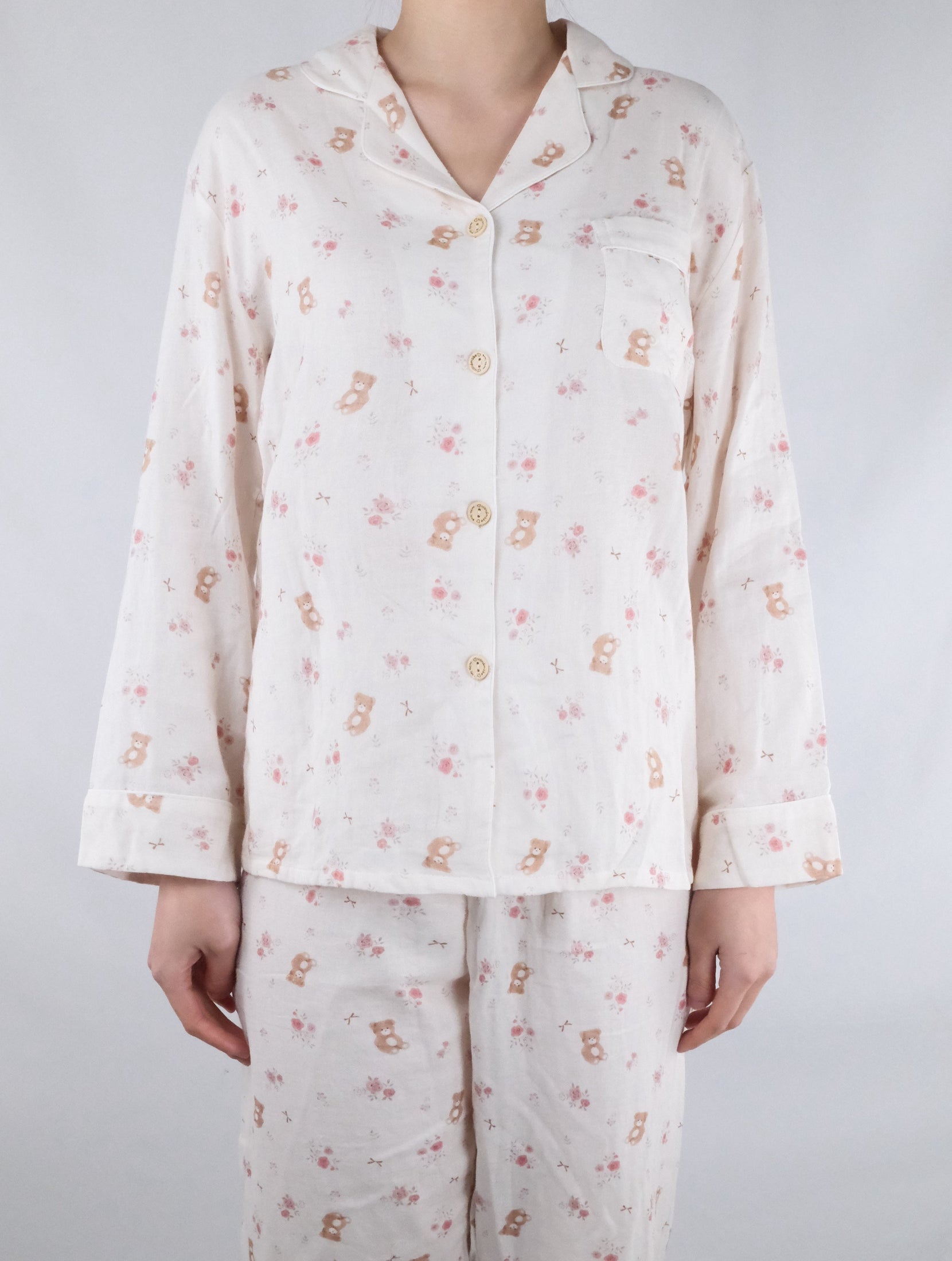 Peach Bear and Floral Print