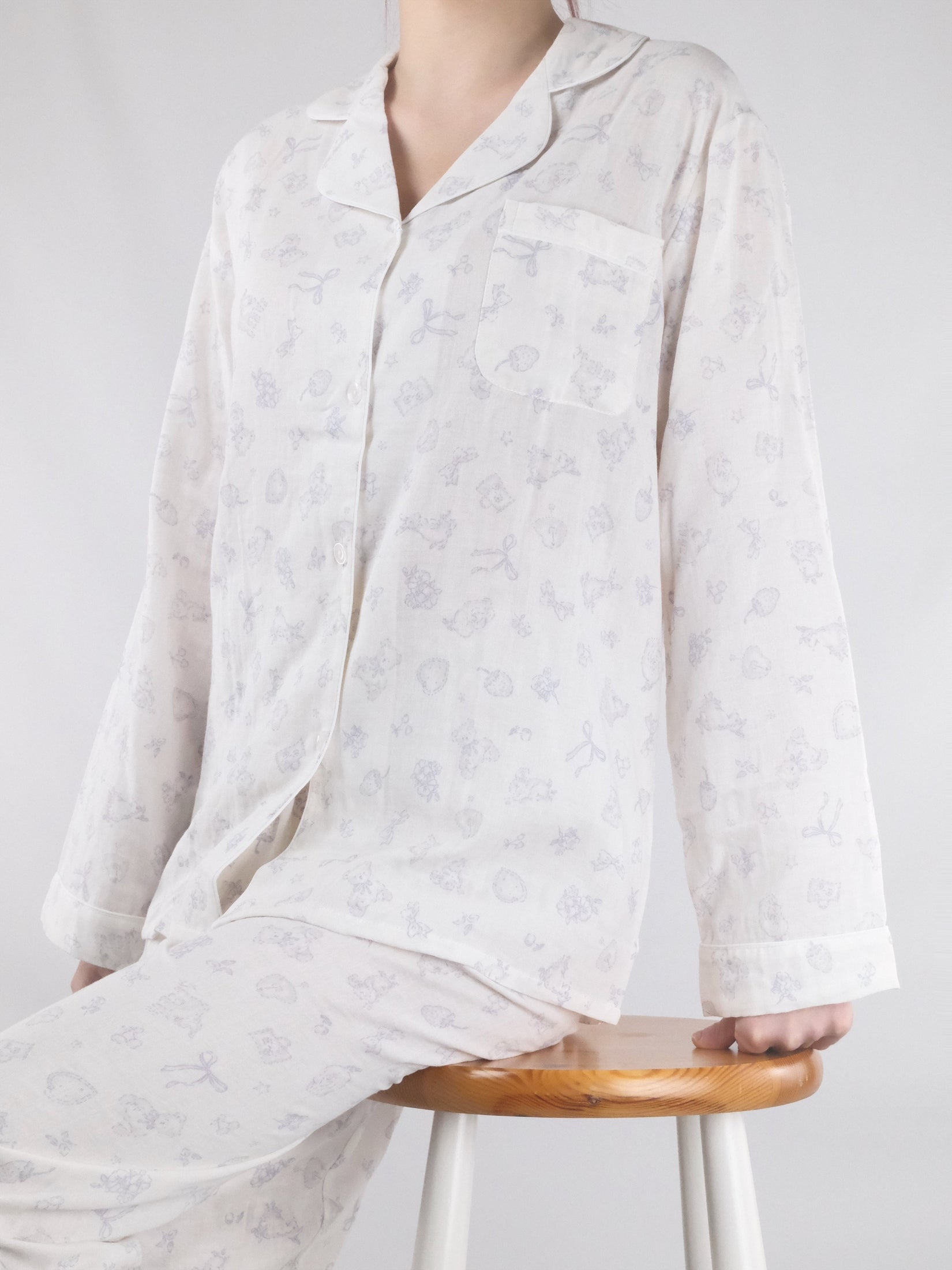 Glacier White with Blue Bunny & Berry Print