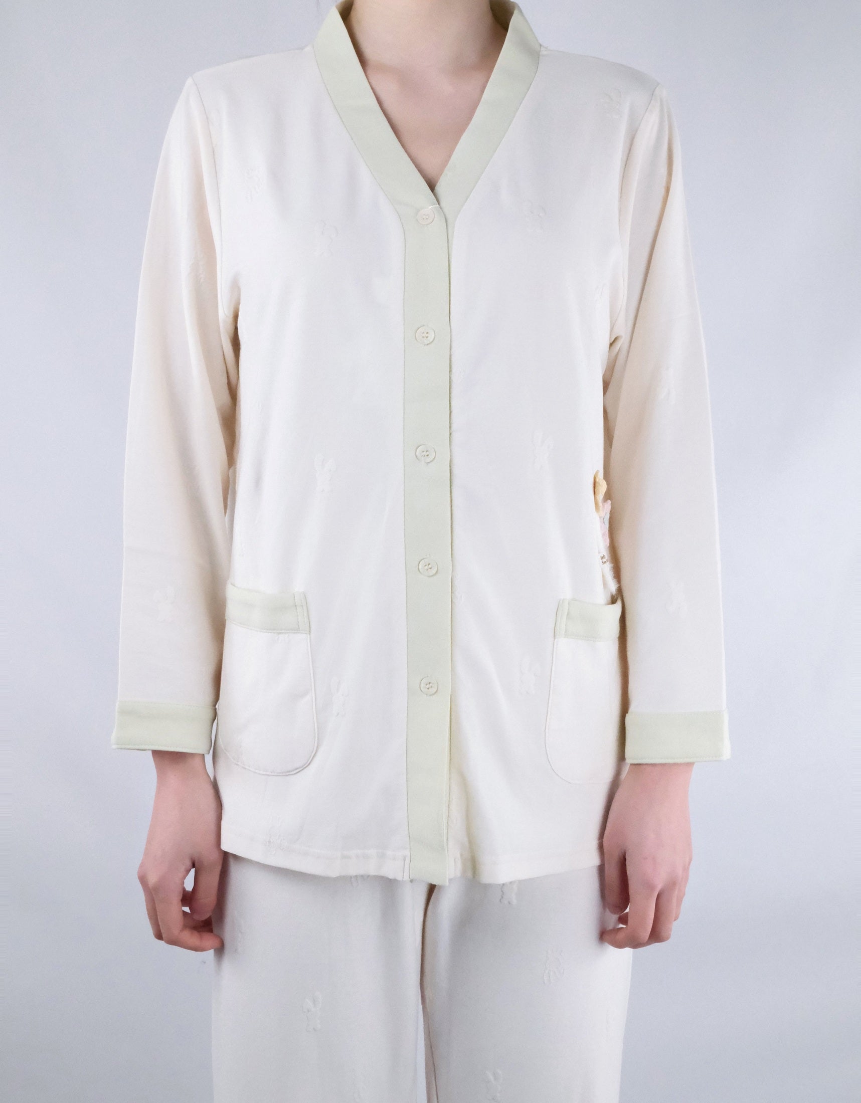 Cream V-Neck with Embroidery