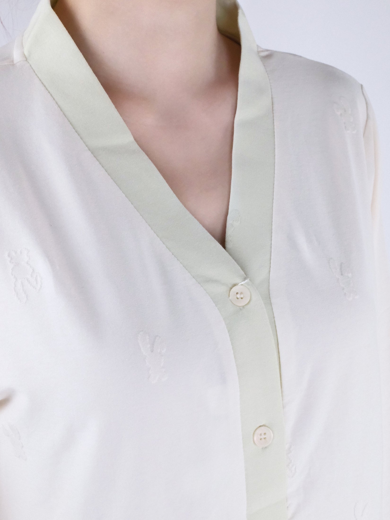 Cream V-Neck with Embroidery