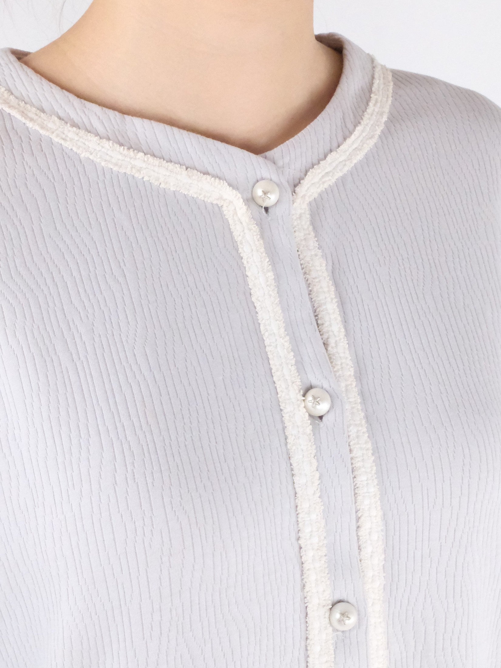 Morandi Blue Button-Front with Pipe Texture