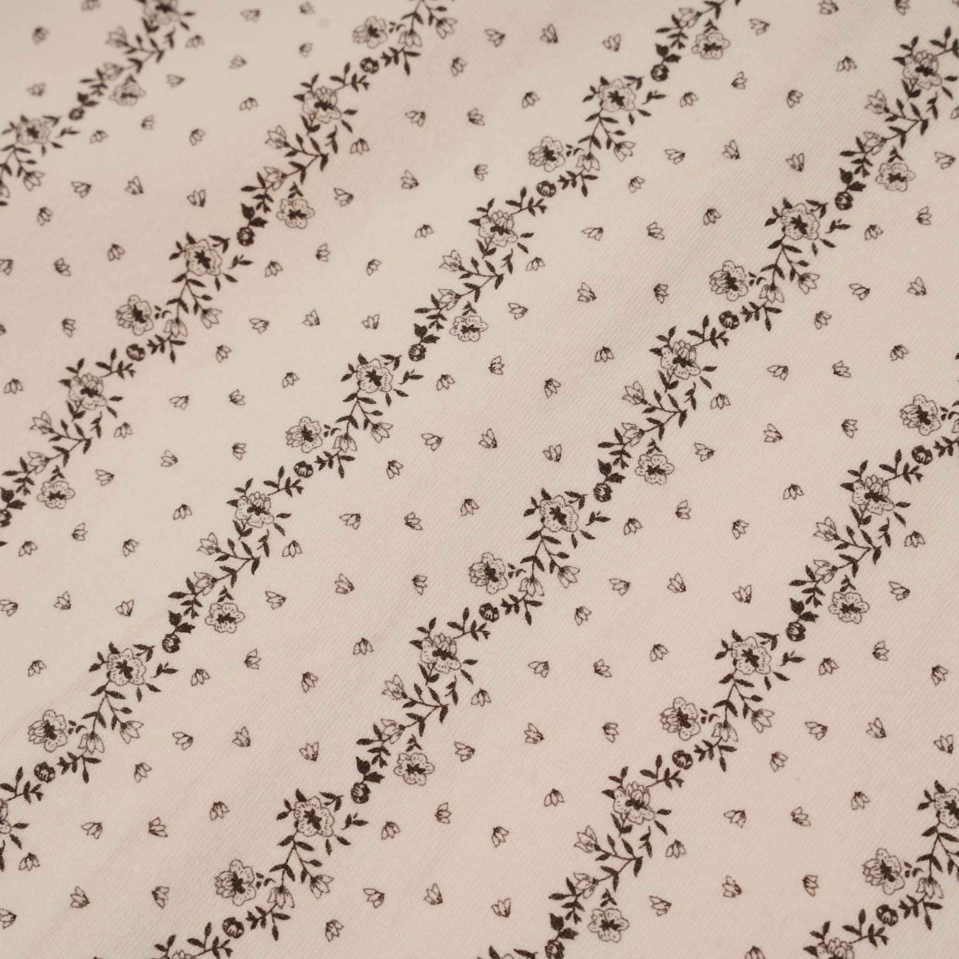 Cream Parisian Cottagecore with Floral Print and Lace Trim