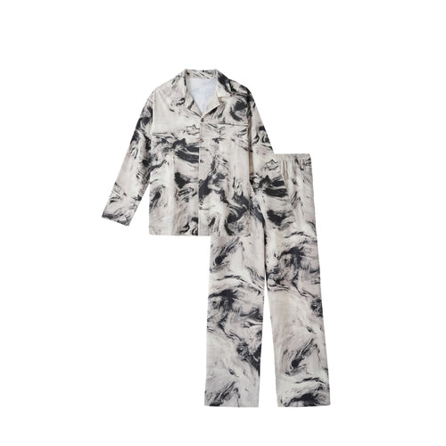 Abstract Marble Print with Button-Front