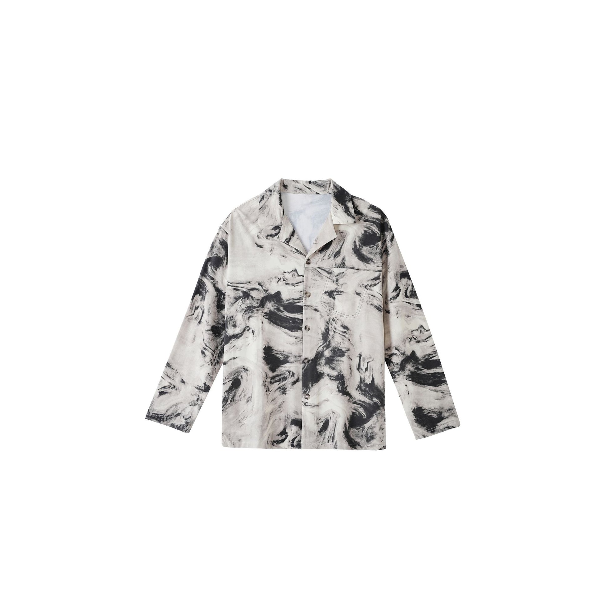 Abstract Marble Print with Button-Front
