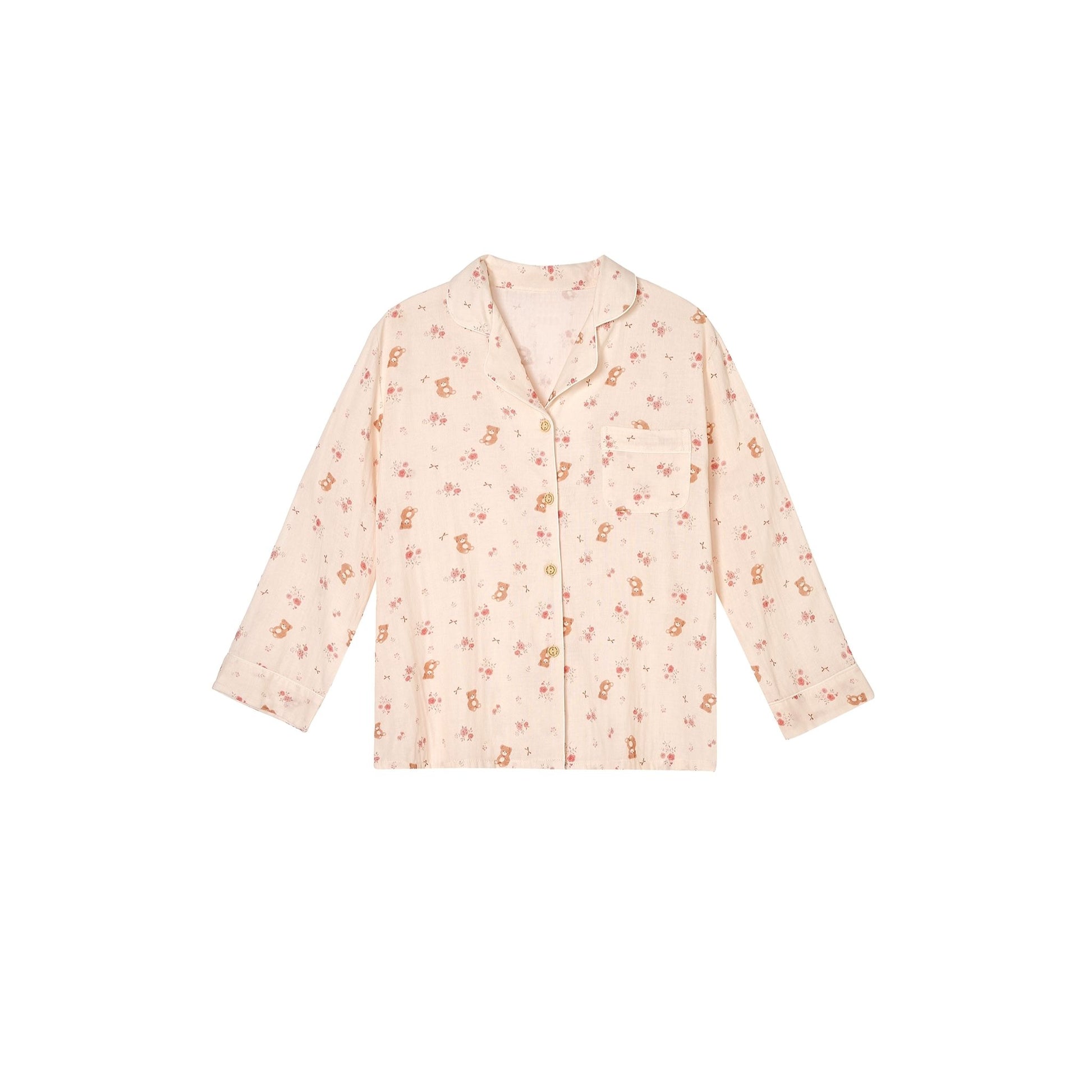 Peach Bear and Floral Print