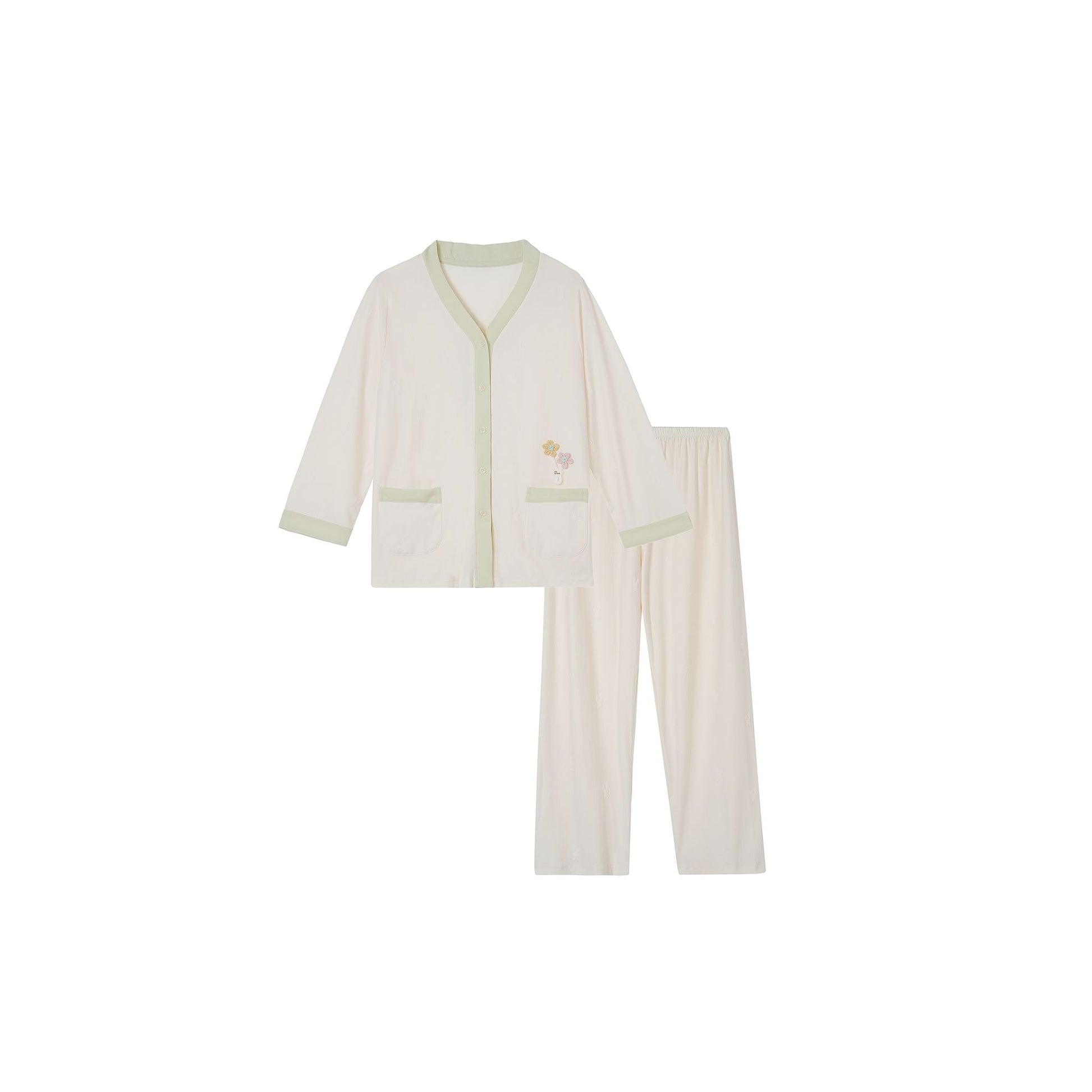 Cream V-Neck with Embroidery