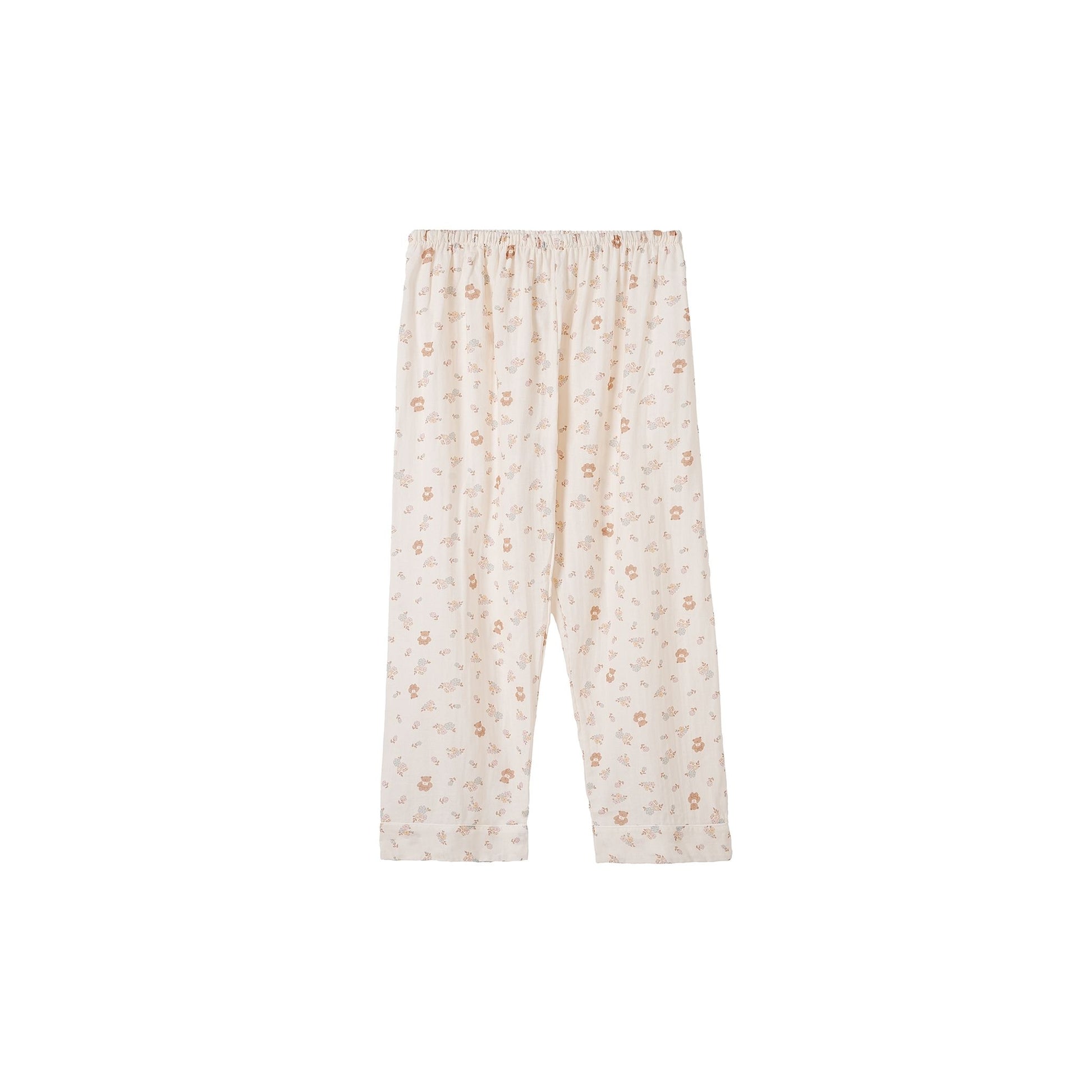 Off-White with Bears and Flowers Print