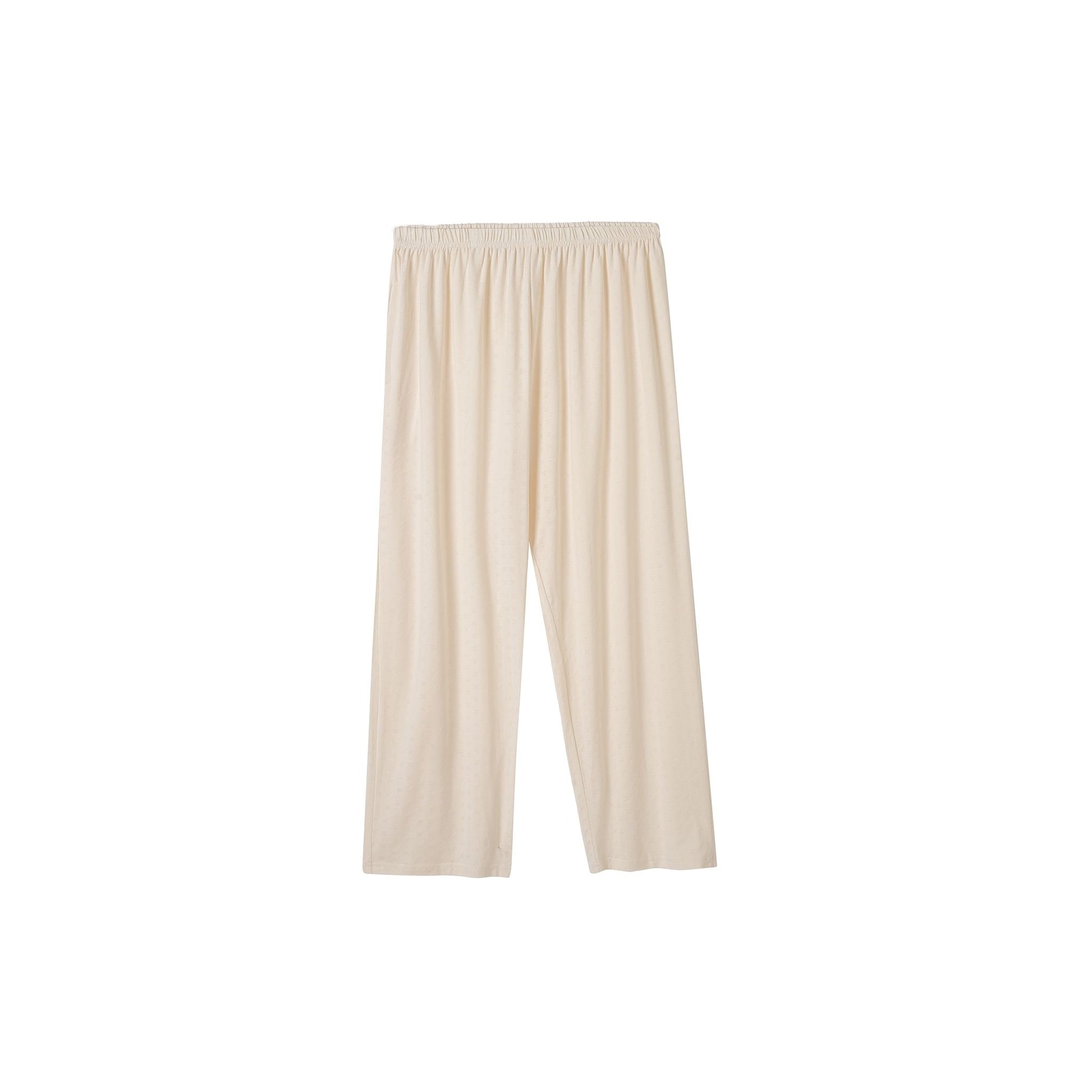 Cream Button-Front with Crochet Trim and Wide-Leg Pants
