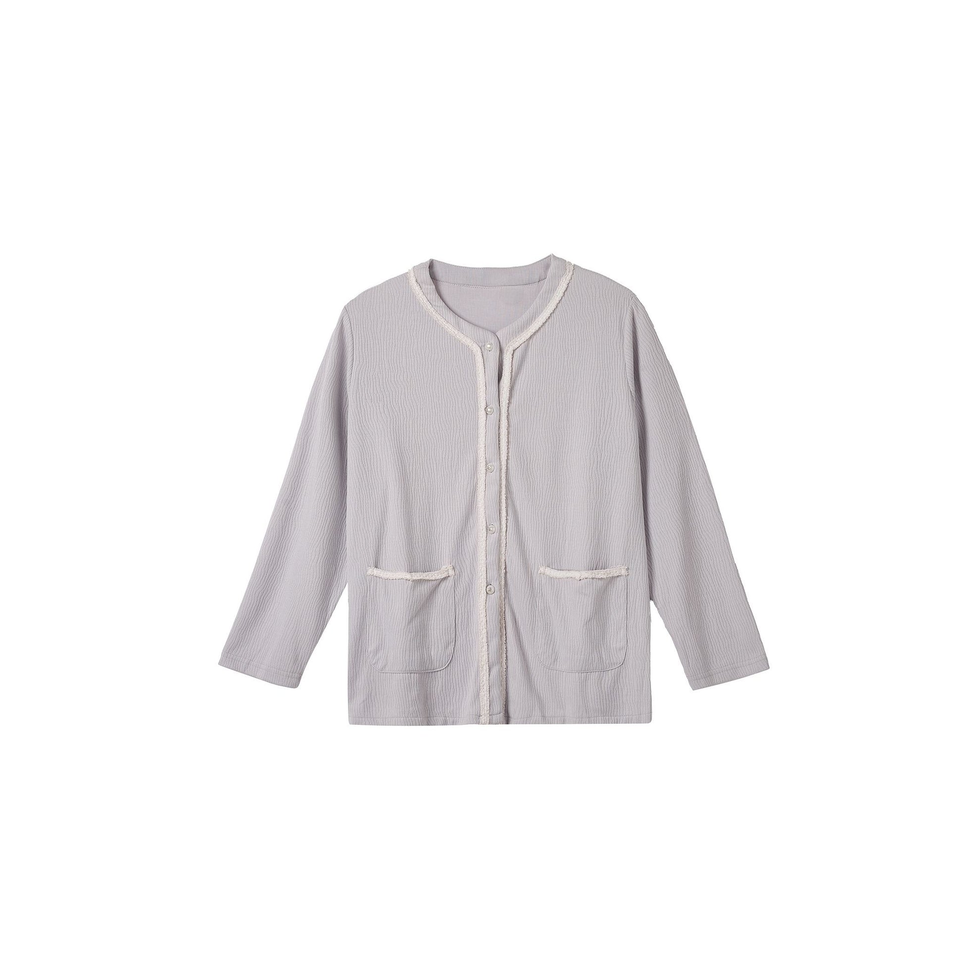 Morandi Blue Button-Front with Pipe Texture