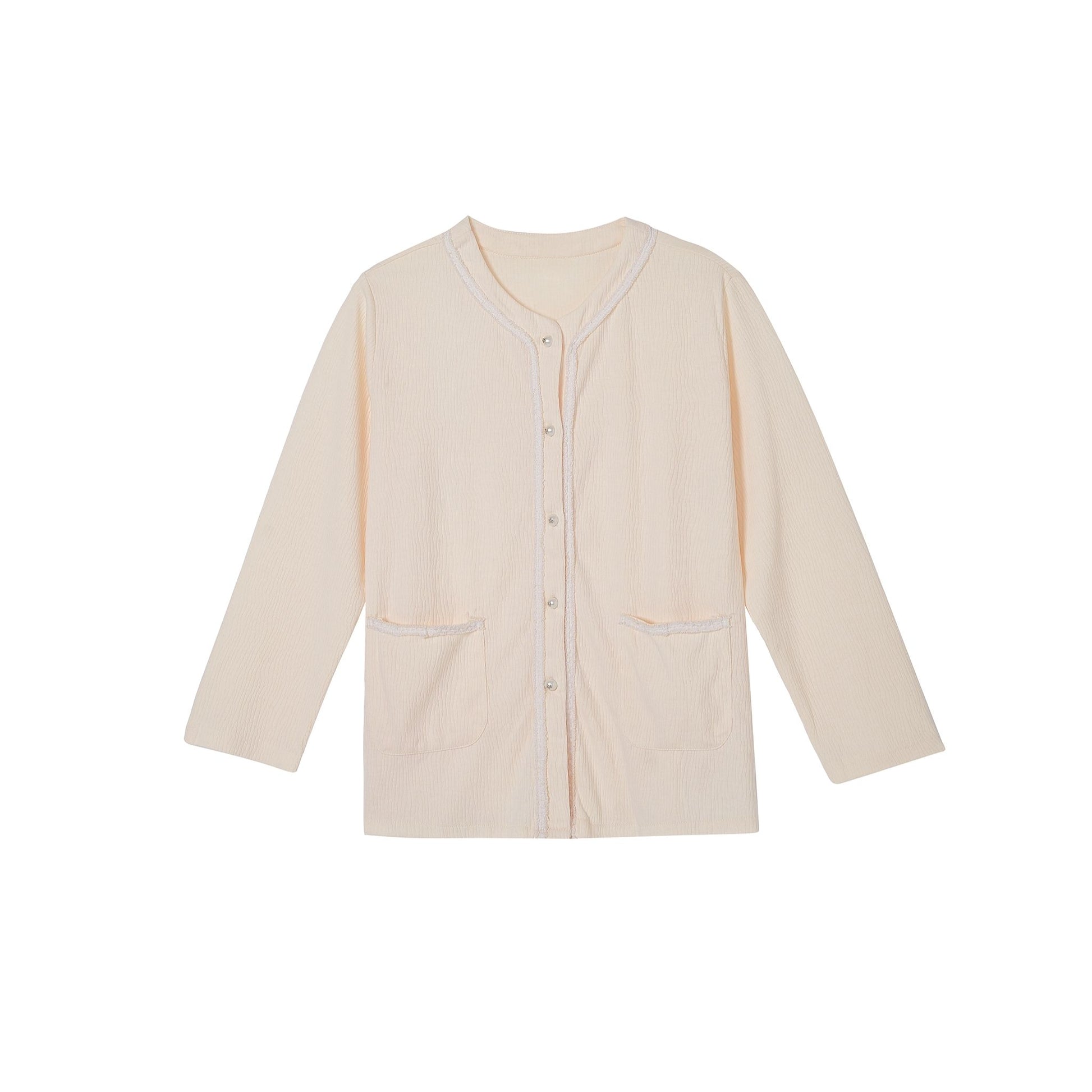 Light Yellow Button-Front with Pipe Texture