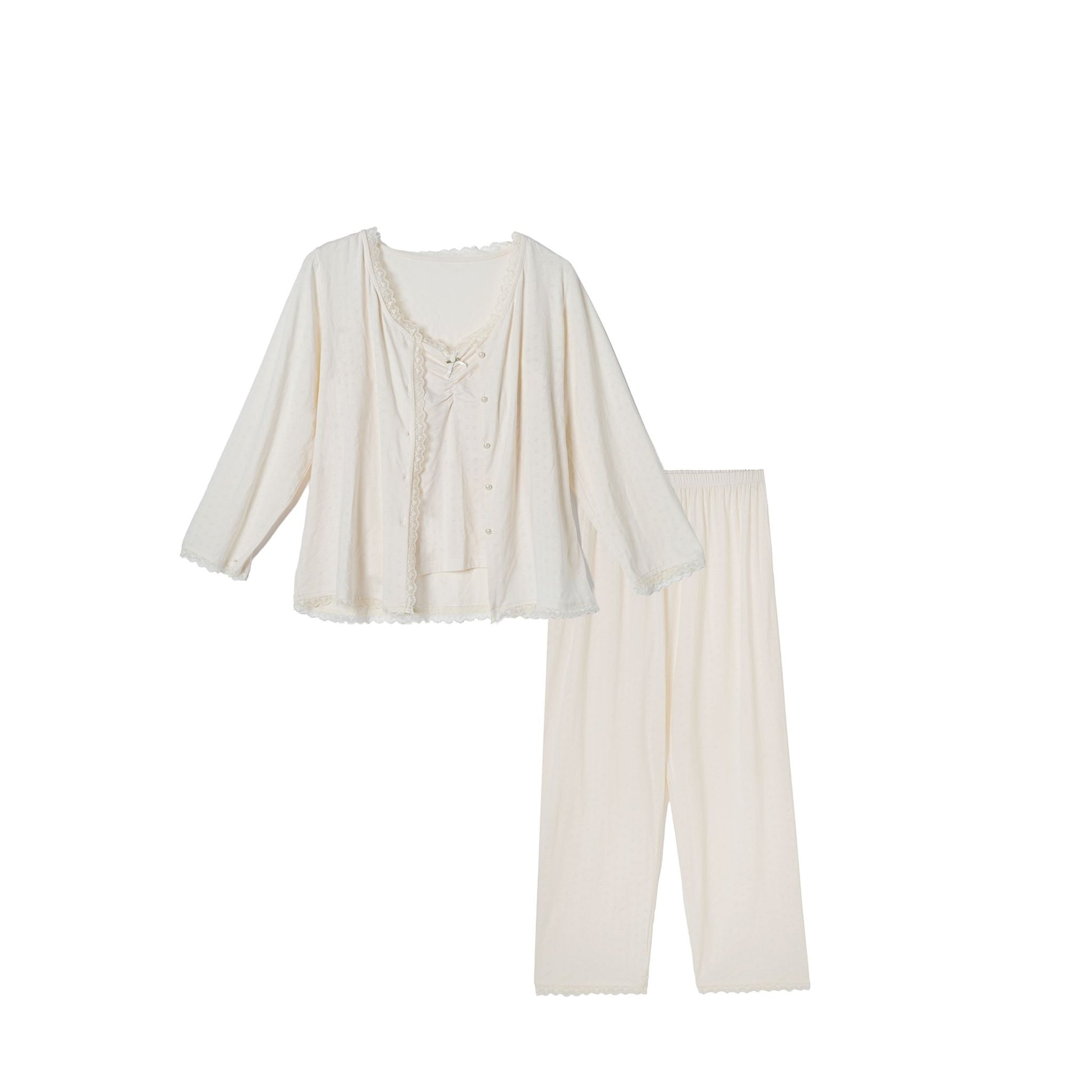 Cream V-Neck Top and Cami with Removable Padding