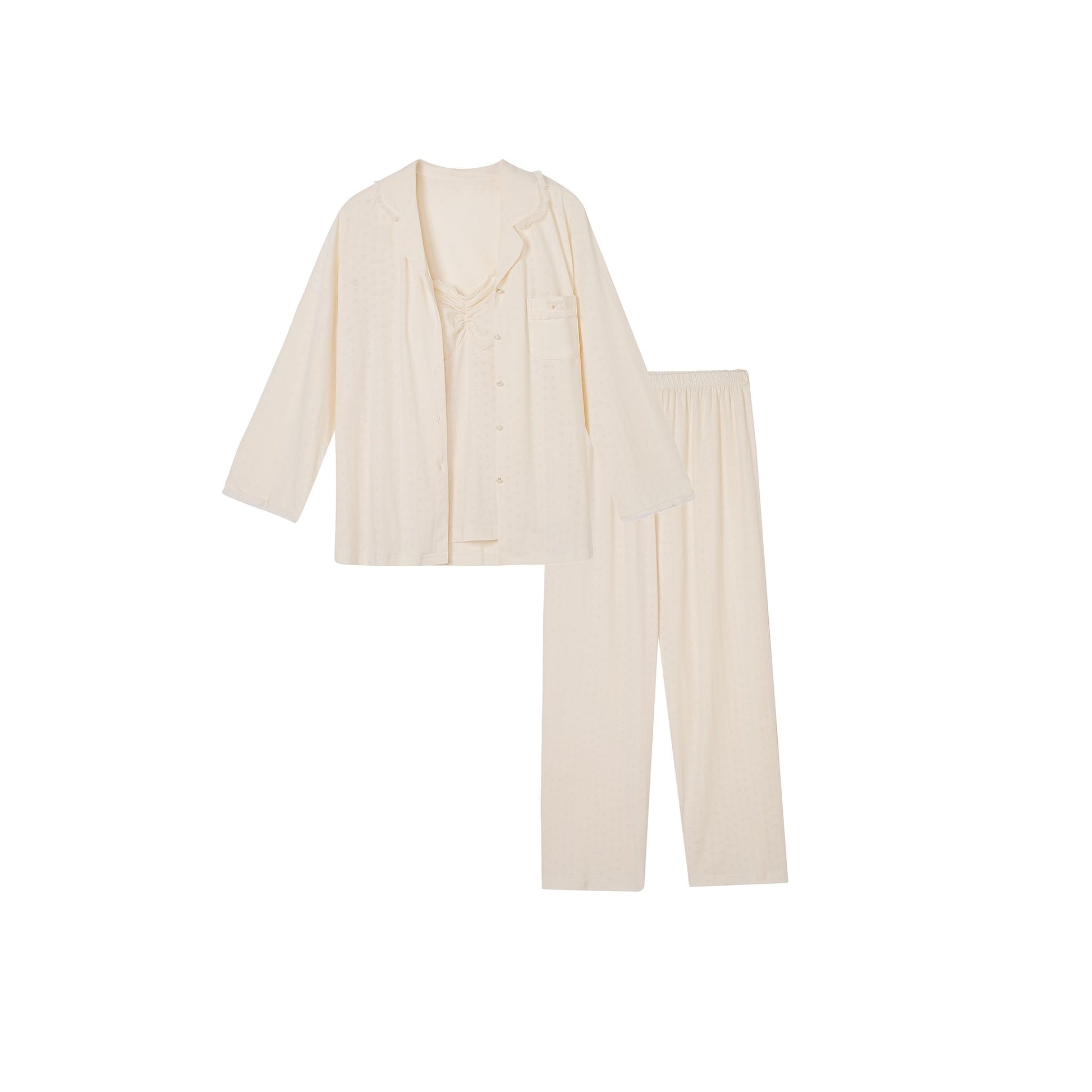 Cream 3-Piece with Detachable Cami
