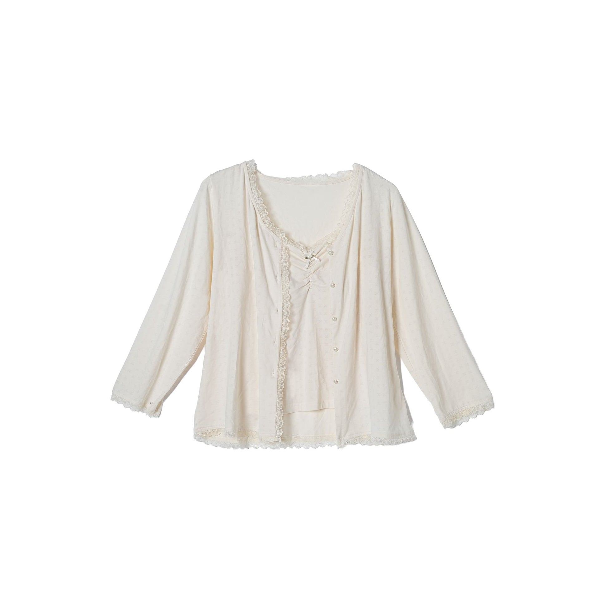 Cream V-Neck Top and Cami with Removable Padding