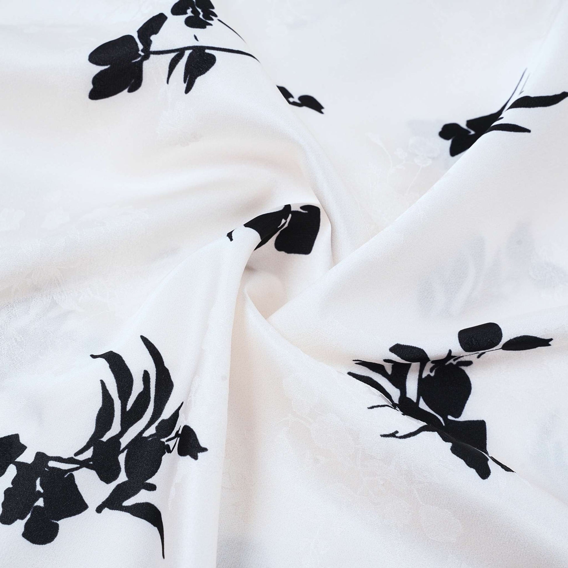 Glacier White Floral Print with Lace Trim